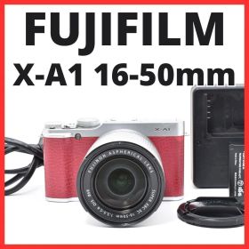 F06[7924]23★美品★ フジフイルム FUJIFILM X-A1 ボディ 16-50mm レンズキット 富士フイルム レッド