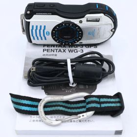PENTAX ペンタックス 防水デジタルカメラ PENTAX WG-3 ホワイトブルー 1cmマクロ マクロスタンド付属 LEDライト #260721_4206319