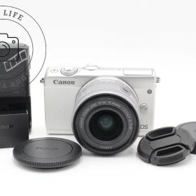 極上品☆Canon キャノン EOS M100 ホワイト ミラーレス一眼カメラ EF-M15-45mm 標準ズームレンズキット ###11232/233