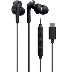 オーディオテクニカ ATH-CKS330C BK イヤホン 有線 1.2m マイク付き USB Type-C 重低音 カナル型 PC Windo