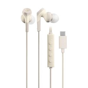 オーディオテクニカ ATH-CKS330NC BG イヤホン 有線 タイプC ノイズキャンセリング 1.2m U型コード 【遅延なし マイク付 リモコン 重低音 密閉型 ??質 DAC内蔵 ベージュ 】e