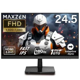 MAXZEN ゲーミングモニター 24.5インチ FHD(1920×1080) 180Hz HDMI2.0 FastIPS 1ms(GTG) Adaptive-Sync ブルーライトカット 非光沢 フリッカーレス ブラック MGM25IC03 マクスゼンe