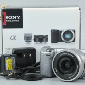【中古】SONY ソニー α NEX-5R パワーズームレンズキット シルバー シャッター回数僅少 元箱付き 多言語対応