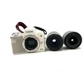 【全額返金保証】【最速発送】Canon デジタル一眼 EOS Kiss M2 ダブルズームキット ホワイト 美品 動作確認済