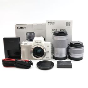 シャッター数13000枚 Canon EOS Kiss M2 ダブルズームキット ホワイト ミラーレス一眼カメラ キヤノン