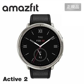 スマートウォッチ アマズフィット アクティブ2 Amazfit Active 2 ブラックレザー 腕時計 AI 音声通話 通知 GPS 睡眠 メンズ レディース iPhone android