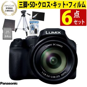 パナソニック LUMIX FZ85D ブラック Panasonic ルミックス コンパクトデジタルカメラ デジカメ 光学60倍ズーム 超望遠1200mm 小型 軽量 1810万画素 4K動画 手ブレ補正 三脚・SD・クロス等6点セット（ラッピング不可）