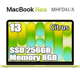 【新製品】MacBook Neo 256GB SSD 8GB メモリ Apple A18 Proチップ MHFD4J/A 13インチ 6コア シトラス Liquid Retina ディスプレイ 新品 未開封 1年保証 アップル 13型 MHFD4JA マックブックネオ 本体