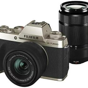 【中古】 FUJIFILM ミラーレス一眼カメラ X-T200ダブルズームレンズキット シャンパンゴールド X-T200WZLK-G 当店保証30日間 人気 ミラーレス 一眼レフ 交換レンズ カメラ