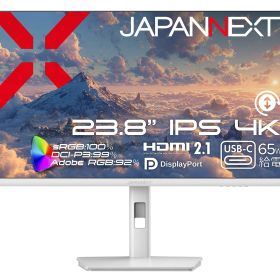 JAPANNEXT 23.8インチ IPSパネル搭載 4K(3840x2160)解像度 ホワイトカラー液晶モニター JN-IPS238U-HSPC6-W HDMI DP USB-C(最大65W給電) sRGB:100% DCI-P3:99% Adobe RGB:92% HDR PIP/PBP KVM 高さ調整 ピボット(縦回転)対応 ケ