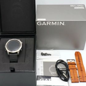 【お買い物マラソン限定クーポン】GARMIN fenix 7 Pro Sapphire Dual Power 010-02777-82 Ti Carbon Gray/Chestnut Leather Band スマートウォッチ ガーミン フェニックス プロ デュアルパワー 本体 【中古】