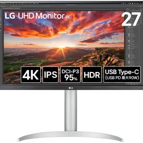 LGエレクトロニクス｜エルジー 4K液晶ディスプレイ(27型/IPS/4K UHD 3840×2160/60Hz/5ms)(シルバー) UHD Monitor 27UP850K-W