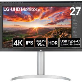LG Electronics Japan 4K対応 27型ワイド液晶ディスプレイ(IPS/アンチグレア/DP/TypeC(PD90W)/スピーカー/3年保証) 27UP850K-W