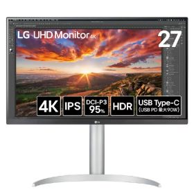 LGエレクトロニクス LGエレクトロニクス 27型 LG UHD Monitor 4K /4K(3840×2160)/IPS/DCI-P3 95%/ DisplayHDR 400/アンチグレア/HDMI×2/DisplayPort/USB Type-C(USB PD90W)/USBハブ(Down×2) 27UP850K-W 27UP850K-W [27UP850KW]【RNH】