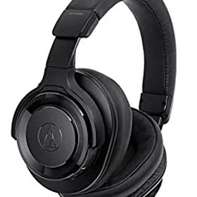 【中古】audio-technica ワイヤレスヘッドホン Bluetooth マイク付き 重低音 ノイズキャンセリング 密閉型 ブラック ATH-WS990BT BK