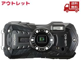 ☆ アウトレット 箱傷みあり リコー RICOH タフネスカメラ WG-60 BK ブラック デジタルカメラ PSE対応 送料無料 更に割引クーポン