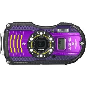 【中古】PENTAX 防水デジタルカメラ PENTAX WG-3GPS パープル 1cmマクロ マクロスタンド付属 電子コンパス サブLCD Qi規格 PENTAX WG-3GPSPU 12674