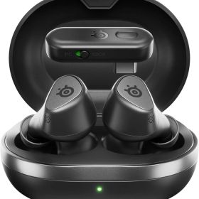 SteelSeries ゲーミングワイヤレスイヤホン Arctis GameBuds ワイヤレス ゲーミングイヤホン Xbox PS5 Switch PC スマホ対応 2.4GHz Bluetooth 5.3 ノイズキャンセリング ANC 急速充電 IP55防塵防水 ブラック 61681