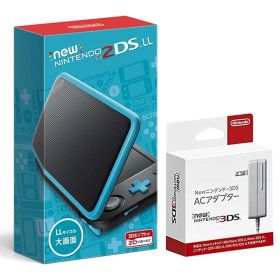 【整備済み品】 Nintendo Newニンテンドー2DS LL 充電器付き 【ブラック×ターコイズ】 任天堂 ニンテンドー SDカードフルフォーマット済 180日保証