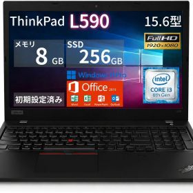 中古ノートパソコン Lenovo ThinkPad L590 15.6型 FHD 第8世代 Core i3-8145U メモリ8GB SSD256GB Windows11 Pro Office2019搭載 初期設定済 テンキー付 整備済み品 送料無料