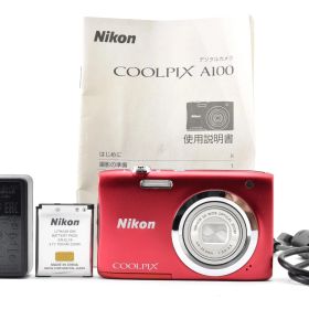 ★良品★ ニコン Nikon COOLPIX A100 レッド コンパクトデジカメ【5倍ズーム】 すぐ使える #0937A