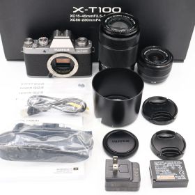 FUJIFILM フジフィルム ミラーレス一眼 X-T100ダブルズームレンズキット ダークシルバー X-T100WZLK-DS #260725_9T001090