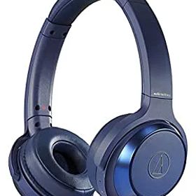 【中古】audio-technica ワイヤレスヘッドホン 重低音/Bluetooth マイク付き 最大70時間再生 密閉型 ブルー ATH-WS330BT BL