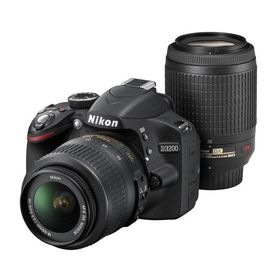 【中古】Nikon デジタル一眼レフカメラ D3200 200mmダブルズームキット 18-55mm/55-200mm付属 ブラック D3200WZ2