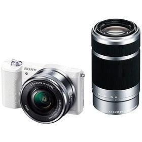 【中古】【39shop】SONYソニー★ミラーレス一眼 α5100 ダブルズームキット E PZ 16-50mm F3.5-5.6 OSS + E 55-210mm F4.5-6.3 OSS ホワイト ILCE-5100Y（良い）