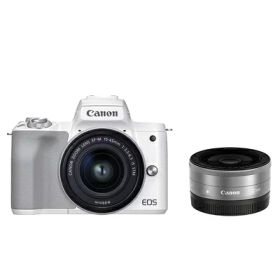 【中古】 Canon ミラーレス一眼カメラ EOS Kiss M2 ダブルレンズキット ホワイト KISSM2WH-WLK
