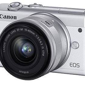 【中古】【39shop】Canon★ミラーレス一眼カメラ EOS M200 標準ズームキット ホワイト EOSM200WH-1545ISSTMLK（良い）