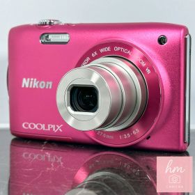 【美品】Nikon COOLPIX S3300 ピンク 1600万画素 6倍ズーム 26mm広角 手ブレ補正 HD動画 スリムコンパクトデジタルカメラ