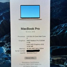 Apple MacBook Pro 16インチ 2019 本体