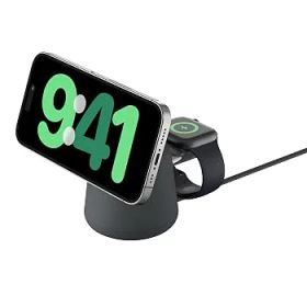 【中古】Belkin 2 in 1 MagSafe充電器 最大15W高速充電 ワイヤレス充電器 MagSafe公式認証 iPhone17,16〜12 Applewatch対応 9/8/7/Ultra 高速充電対応 US