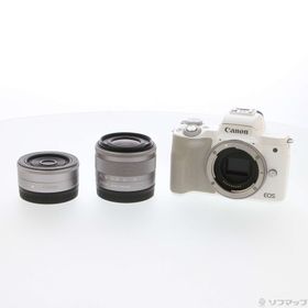 (中古)Canon EOS Kiss M ダブルレンズキット ホワイト(198-ud)