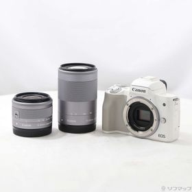 (中古)Canon EOS Kiss M ホワイト ダブルズームキット(262-ud)