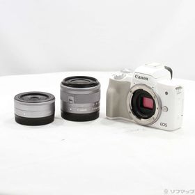 (中古)Canon EOS Kiss M ダブルレンズキット ホワイト(344-ud)