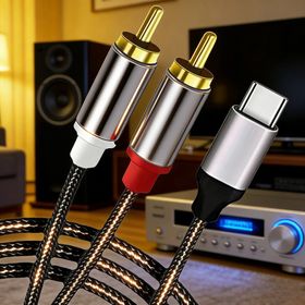 RCAオーディオケーブル 3.5mmジャック Type C 2RCA オス アダプター スプリッター TV Box Apple TV スピーカー 接続コード 輸入品