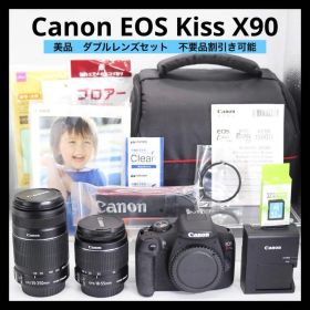 美品 【Canon EOS Kiss X90 ダブルレンズセット】 安心返品保証