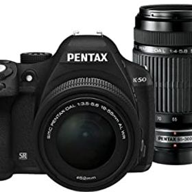 【中古】 RICOH リコー デジタル一眼レフ PENTAX K-50 DAL18-55mmWR・DAL55-30mmダブルズームキット ブラック K-50 300WZOOM KIT BLACK 10879