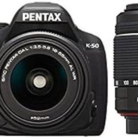 【中古】(非常に良い)RICOH デジタル一眼レフ PENTAX K-50 DAL18-55mmWR・DAL50-200mmWRダブルズームキット ブラック K-50 WZOOM KIT BLACK 10907