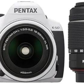 【中古】「非常に良い（無料延長保証）」RICOH デジタル一眼レフ PENTAX K-50 DAL18-55mmWR・DAL50-200mmWRダブルズームキット ホワイト K-50 WZOOM KIT WHITE 10