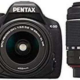 【中古】「非常に良い」RICOH デジタル一眼レフ PENTAX K-50 DAL18-55mmWR・DAL50-200mmWRダブルズームキット ブラック K-50 WZOOM KIT BLACK 10907