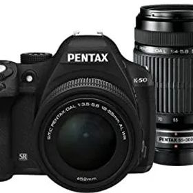 【中古】RICOH デジタル一眼レフ PENTAX K-50 DAL18-55mmWR・DAL55-300mmダブルズームキット ブラック K-50 300WZOOM KIT BLACK 10879