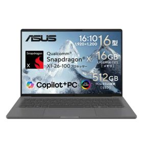 ノートPC Zenbook SORA 16 UX3607QA-PU16570GR [16型 /Snapdragon X /RAM:16GB /SSD:512GB /Windows 11 Home /アイスランドグレー]