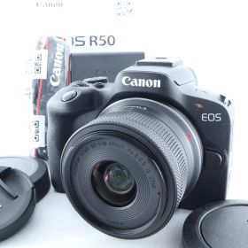 【美品】《 ショット数3039 回》Canon ミラーレス一眼カメラ EOS R50 標準ズームレンズキット(RF-S18-45) ブラック/APS-C/約375g EOSR50BK-1845ISSTMLK