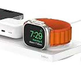 【中古】(非常に良い)Belkin3 in 1 MagSafe充電器 最大15W高速充電 ワイヤレス充電器 MagSafe公式認証 iPhone17,16〜12 Applewatch対応 8/7/Ultra 高速充電対応 AirPo