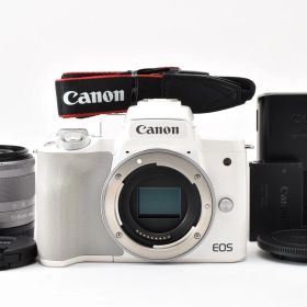 【返品保証】★美品★キヤノン Canon EOS Kiss M レンズキット EF-M 15-45mm ホワイト 《ショット数3,000回未満》★ L536#8545
