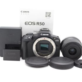 ショット数5000枚以下！■ほぼ新品■ CANON ミラーレス一眼カメラ EOS R50 標準ズームレンズキット EOSR50BK-1845ISSTMLK ♯14417