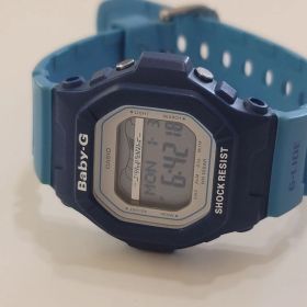 ★【稼働品】 カシオ Baby-G G-LIDE BLX-5600 タイドグラフ ネイビー ブルー バイカラー スクエア デジタル 腕時計 レディース G-SHOCK